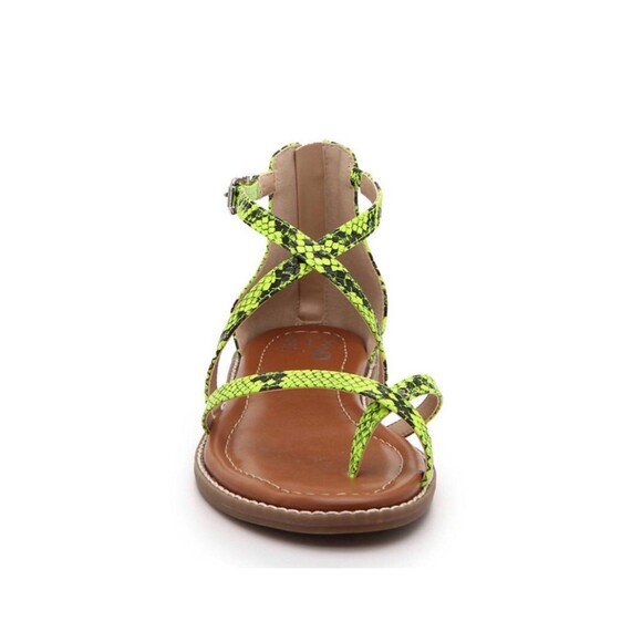 Mix No 6 Highlighter Yellow Snake Print Sandals 10M - Picture 3 of 10